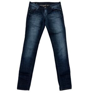 Buffalo David Bitton Jadine Low Rise Stretch Skinny Dark Wash Fading Whiskering